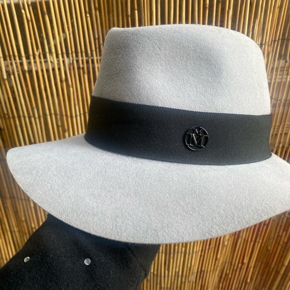 Maison Michel Gray Fedora Hat with Black Band - Picture 2 of 3